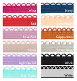 10mm / 3/8" width Solid Colour Picot Loop Edge Elastic