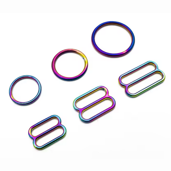 10mm Metal Rainbow Lingerie O-Rings & Sliders