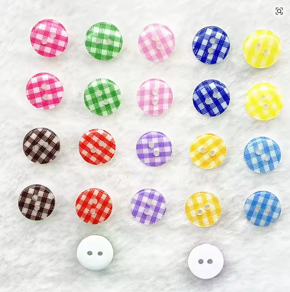 13mm Plaid Resin Buttons