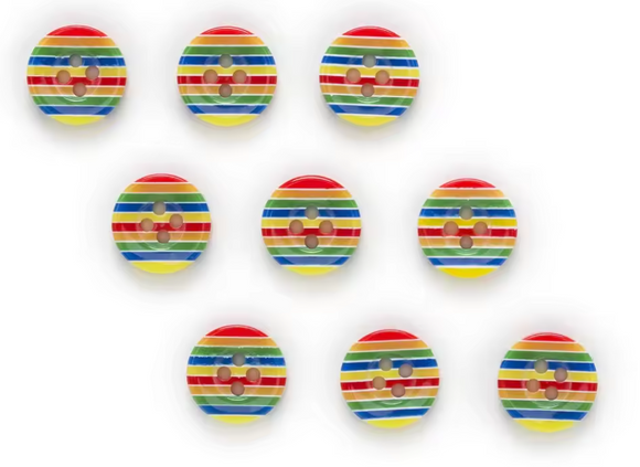 13mm Rainbow Stripe Resin Buttons